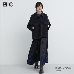 Uniqlo:C Pleated Color Block Skirt Black Navy XS NWT
